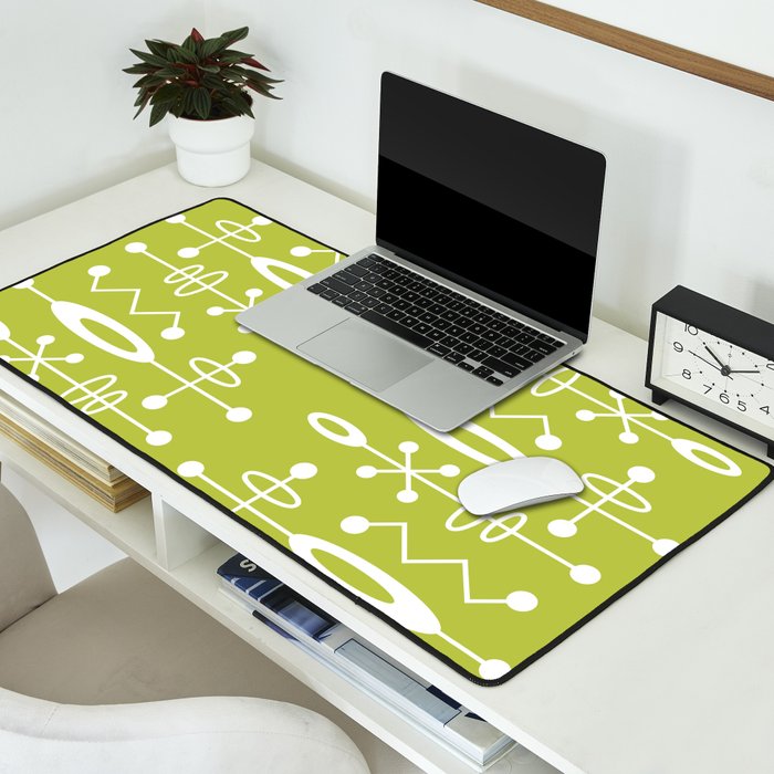 Mid Century Modern Radioactive Surfer 251 Chartreuse Desk Mat Gallery Image 2