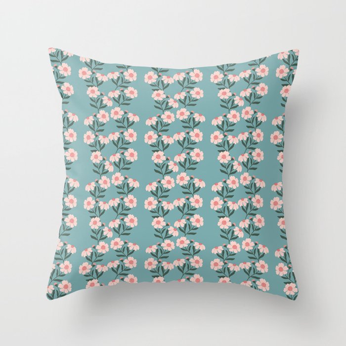 Pink and Blue Floral Pattern Throw Pillow Gallery Image 6