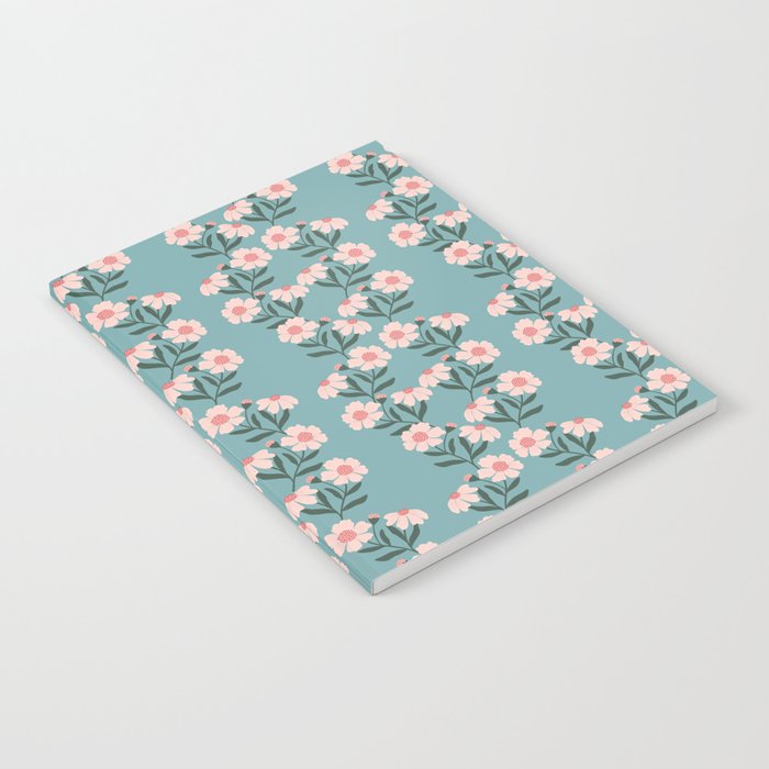 Pink and Blue Floral Pattern Notebook