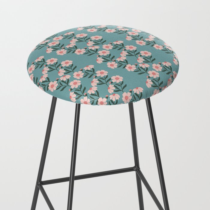 Pink and Blue Floral Pattern Stool Gallery Image 2