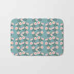 Pink and Blue Floral Pattern Bath Mat Gallery Image 1