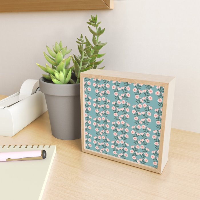 Pink and Blue Floral Pattern Mini Art Print Gallery Image 2