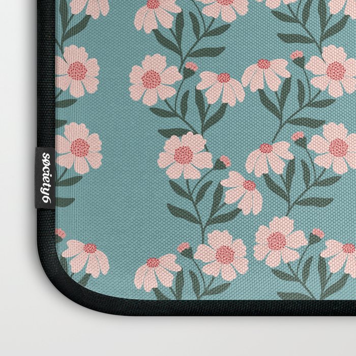Pink and Blue Floral Pattern Laptop Sleeve Gallery Image 3