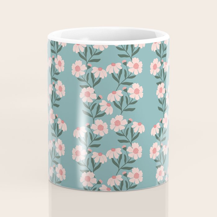 Pink and Blue Floral Pattern Coffee Mug Gallery Image 4