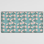 Pink and Blue Floral Pattern Desk Mat Gallery Image 3