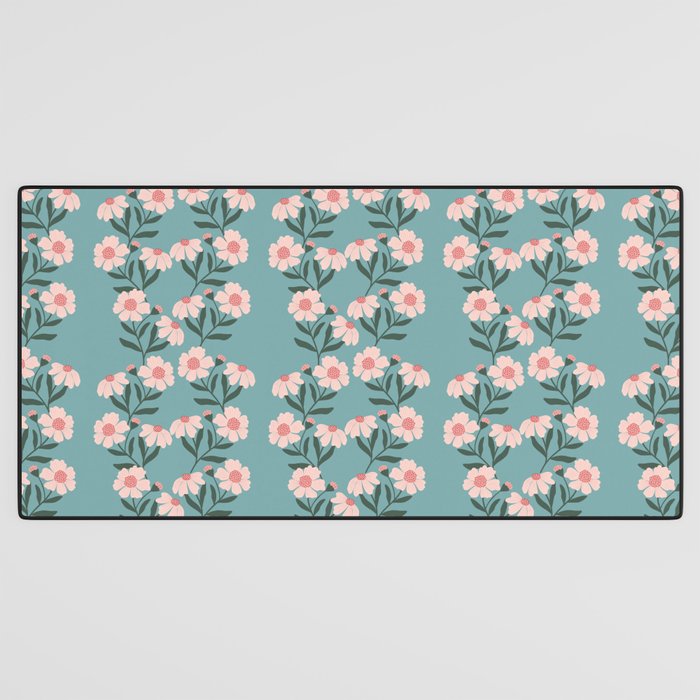 Pink and Blue Floral Pattern Desk Mat Gallery Image 3