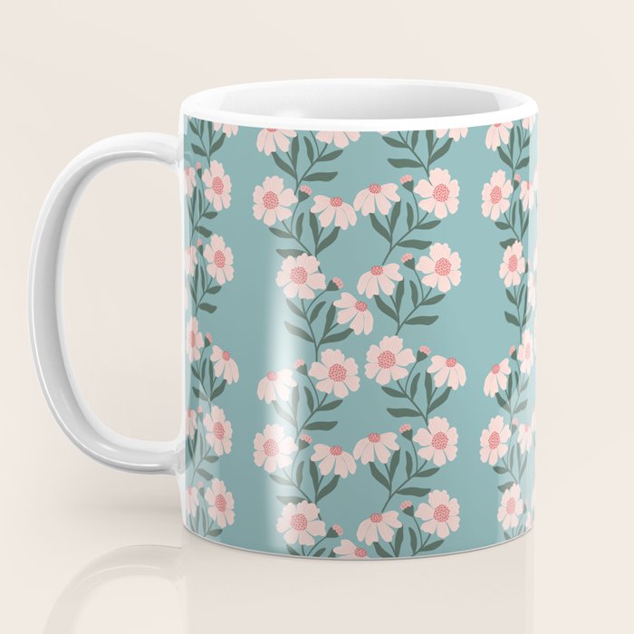 Pink and Blue Floral Pattern Coffee Mug Gallery Image 3