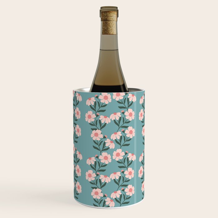 Pink and Blue Floral Pattern Wine Chiller Gallery Image 2