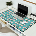 Pink and Blue Floral Pattern Desk Mat Gallery Image 2