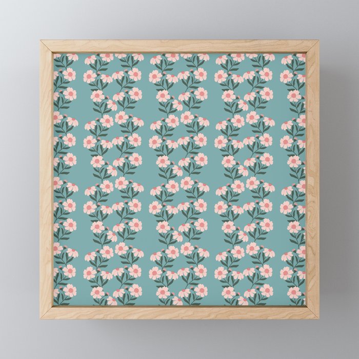 Pink and Blue Floral Pattern Mini Art Print Gallery Image 1