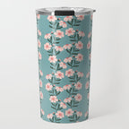 Pink and Blue Floral Pattern Travel Mug Gallery Image 1