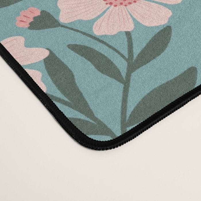 Pink and Blue Floral Pattern Desk Mat Gallery Image 4
