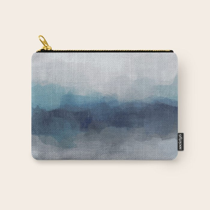 Rainy Morning - Indigo Navy Ocean Horizon, Sky Gray Blue Abstract Nature Ocean Cloudy Sunrise Water Carry All Pouch Gallery Image 1