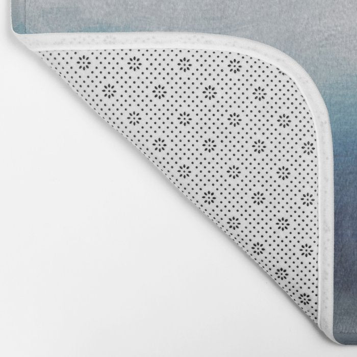 Rainy Morning - Indigo Navy Ocean Horizon, Sky Gray Blue Abstract Nature Ocean Cloudy Sunrise Water Bath Mat Gallery Image 2