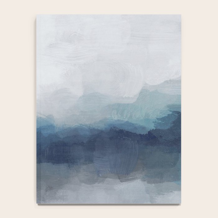 Rainy Morning - Indigo Navy Ocean Horizon, Sky Gray Blue Abstract Nature Ocean Cloudy Sunrise Water Notebook Gallery Image 4