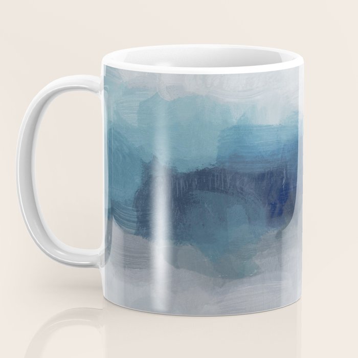 Rainy Morning - Indigo Navy Ocean Horizon, Sky Gray Blue Abstract Nature Ocean Cloudy Sunrise Water Coffee Mug Gallery Image 3