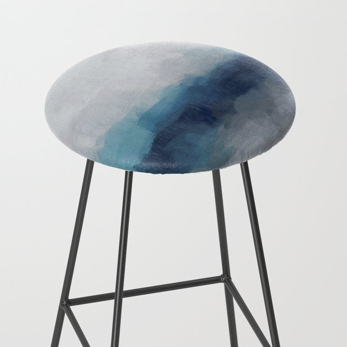 Rainy Morning - Indigo Navy Ocean Horizon, Sky Gray Blue Abstract Nature Ocean Cloudy Sunrise Water Stool Gallery Image 2