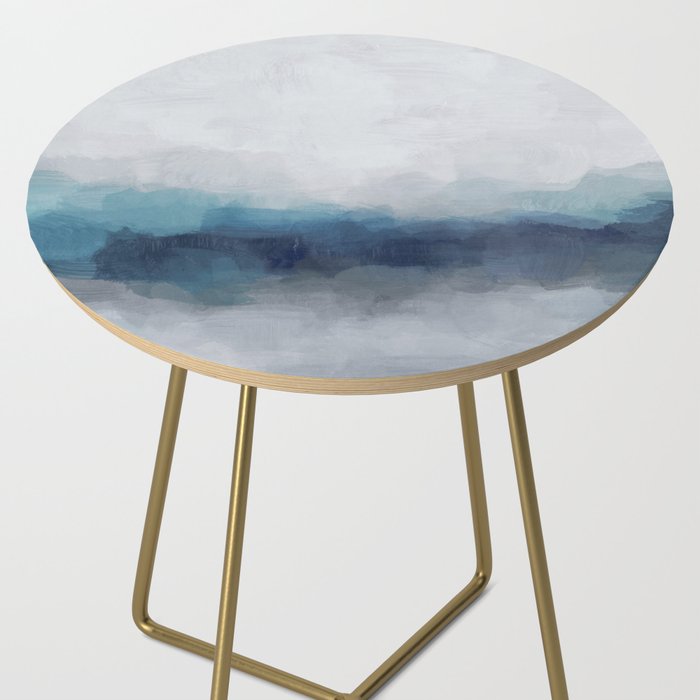 Rainy Morning - Indigo Navy Ocean Horizon, Sky Gray Blue Abstract Nature Ocean Cloudy Sunrise Water Side Table Gallery Image 2