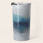 Rainy Morning - Indigo Navy Ocean Horizon, Sky Gray Blue Abstract Nature Ocean Cloudy Sunrise Water Travel Mug Gallery Image 3