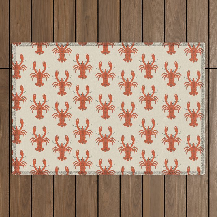 Coastal Lobsters Nautical Crustacean Outdoor Rug Gallery Image 1