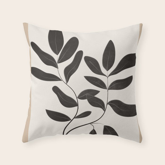 Minimalist plants and leaves Art 8 Throw Pillow Gallery Image 1