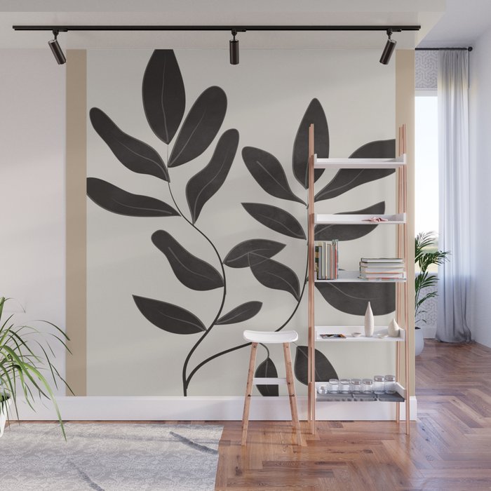 Minimalist plants and leaves Art 8 Wall Mural Gallery Image 1