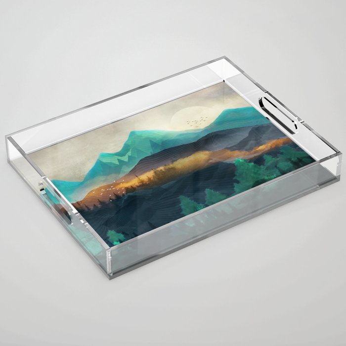 Green Wild Mountainside Acrylic Tray Gallery Image 1