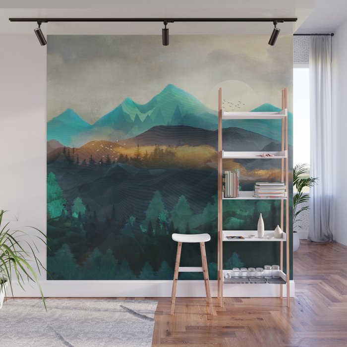 Green Wild Mountainside Wall Mural Gallery Image 1