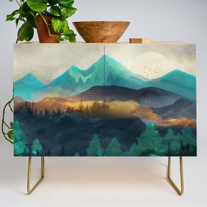 Green Wild Mountainside Credenza Gallery Image 1