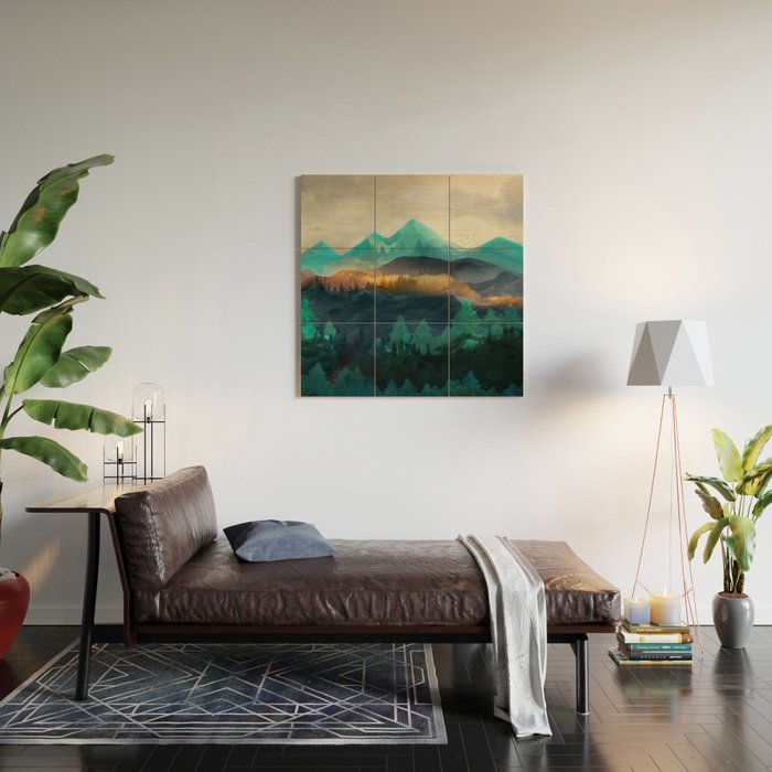Green Wild Mountainside Wood Wall Art Gallery Image 2