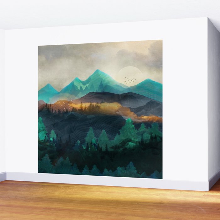 Green Wild Mountainside Wall Mural Gallery Image 2
