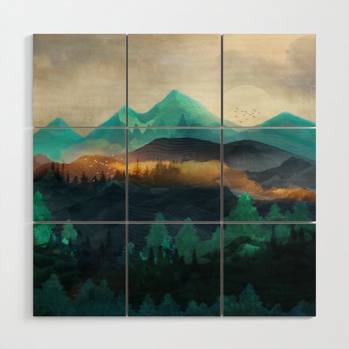 Green Wild Mountainside Wood Wall Art Gallery Image 1