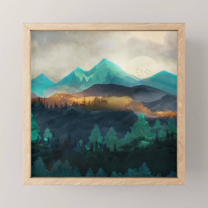 Green Wild Mountainside Mini Art Print Gallery Image 1