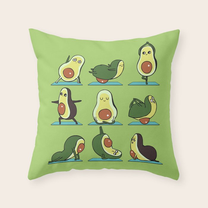 Avocado Yoga Throw Pillow Gallery Image 6