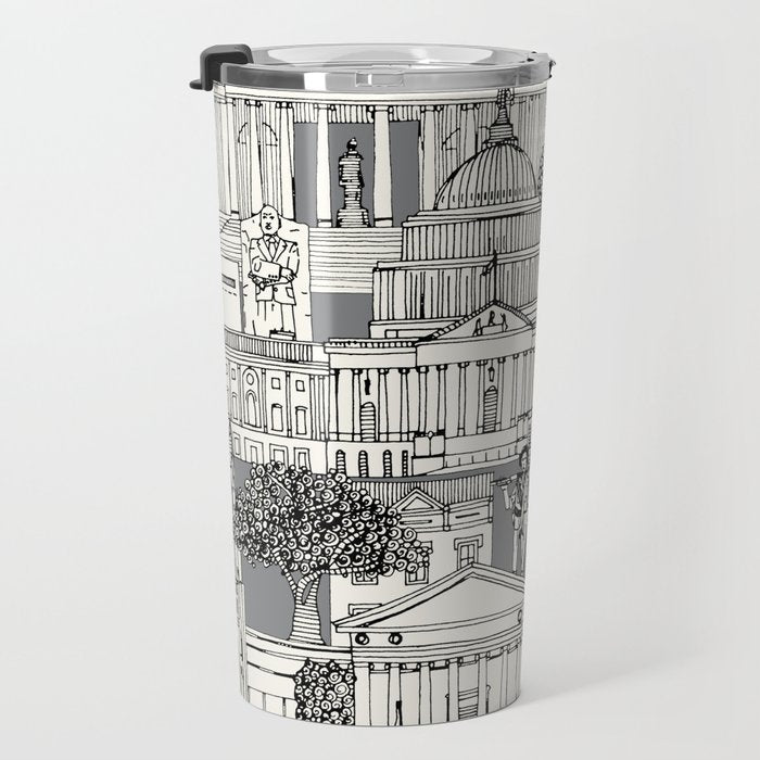 Washington DC toile gray Travel Mug Gallery Image 3