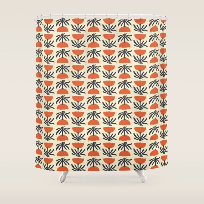 Retro 70s Tulip Pattern Shower Curtain Gallery Image 1