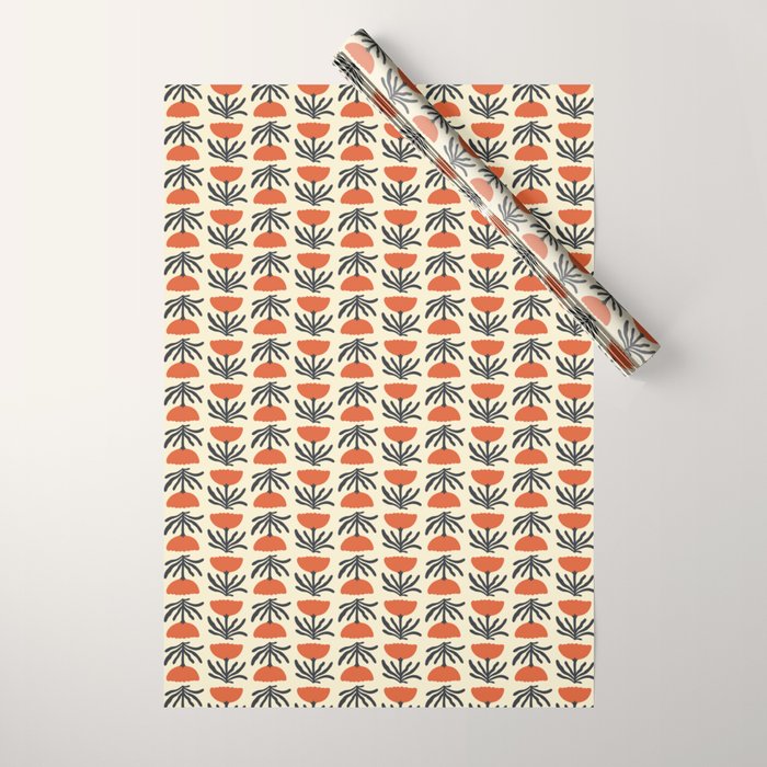 Retro 70s Tulip Pattern Wrapping Paper Gallery Image 1
