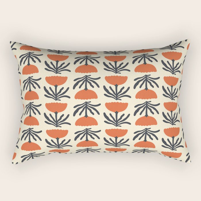 Retro 70s Tulip Pattern Rectangular Pillow Gallery Image 1