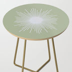Midcentury Modern Minimalist Sunburst 4 in Light Silver Gray and Sage Green Side Table Gallery Image 2