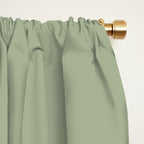 Midcentury Modern Minimalist Sunburst 4 in Light Silver Gray and Sage Green Window Curtain Gallery Image 2