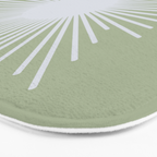 Midcentury Modern Minimalist Sunburst 4 in Light Silver Gray and Sage Green Bath Mat Gallery Image 3