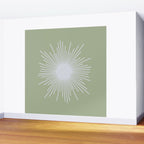 Midcentury Modern Minimalist Sunburst 4 in Light Silver Gray and Sage Green Wall Mural Gallery Image 2