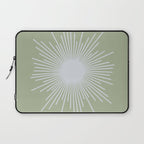 Midcentury Modern Minimalist Sunburst 4 in Light Silver Gray and Sage Green Laptop Sleeve Gallery Image 1