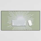 Midcentury Modern Minimalist Sunburst 4 in Light Silver Gray and Sage Green Desk Mat Gallery Image 1