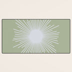 Midcentury Modern Minimalist Sunburst 4 in Light Silver Gray and Sage Green Desk Mat Gallery Image 3