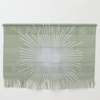 Midcentury Modern Minimalist Sunburst 4 in Light Silver Gray and Sage Green Wall Hanging Gallery Image 1