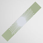 Midcentury Modern Minimalist Sunburst 4 in Light Silver Gray and Sage Green Table Runner Gallery Image 3