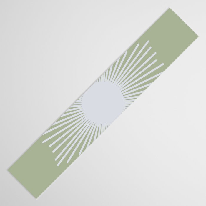 Midcentury Modern Minimalist Sunburst 4 in Light Silver Gray and Sage Green Table Runner Gallery Image 3