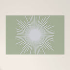 Midcentury Modern Minimalist Sunburst 4 in Light Silver Gray and Sage Green Welcome Mat Gallery Image 1