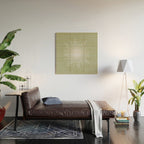 Midcentury Modern Minimalist Sunburst 4 in Light Silver Gray and Sage Green Wood Wall Art Gallery Image 2
